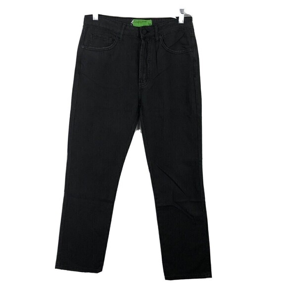Sandrine Rose + Free People Straight Leg Black Jeans Button Fly Size 26 - Picture 1 of 11